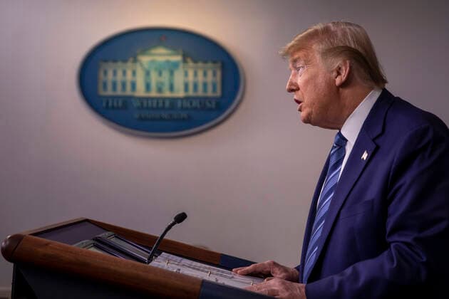 United States President Donald J. Trump speaks at the coronavirus briefing at the White House Washington, D.C., U.S., on Sunday, April 5, 2020. The next two weeks will be crucial in the United States fight against the coronavirus, warn health officials, who are urging Americans to continue practicing social-distancing measures. Copyright: xTasosxKatopodisx