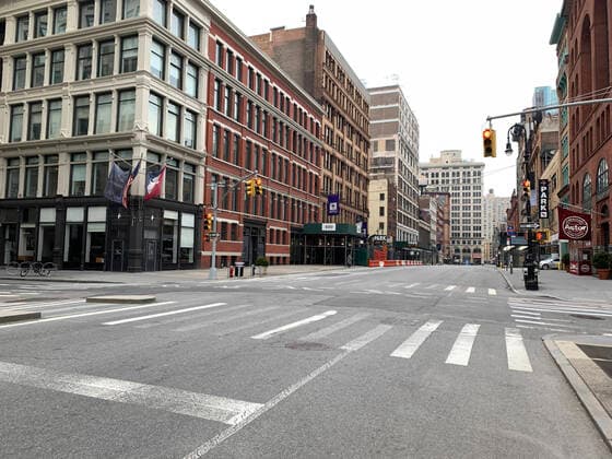 April 5, 2020, New York, New York, USA: Lafayette St. deserted, COVID 19 pandemic..April 5, 2020 New York USA - ZUMAm57_ 20200405_zaf_m57_012 Copyright: xJohnxMarshallxMantelx