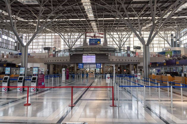 Stuttgart Themenfoto, Stockfoto, Flughafen Stuttgart, geschlossen wegen Corona, 06.04.2020 Schalterbereich geschlossen, Themenfoto, Stockfoto, Flughafen Stuttgart, geschlossen wegen Corona, 06.04.2020, Copyright: xEibner-Pressefoto SaschaxWaltherx EP_swa