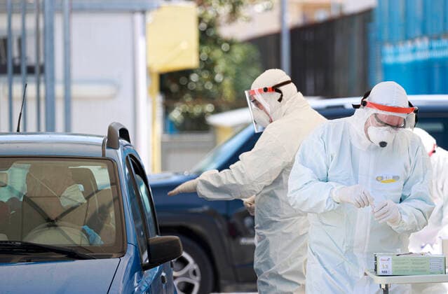 San Giugliano in Campania (NA) San Giuliano Hospital Coronavirus emergency (COVID-19) ASL Napoli 2 North first in Campania to carry out swabs (napolipress Fotogramma, Naples - 2020-04-06) p.s. la foto e utilizzabile nel rispetto del contesto in cui e stata scattata, e senza intento diffamatorio del decoro delle persone rappresentate  Copyright: xnapolipressx xFOTOGRAMMAx