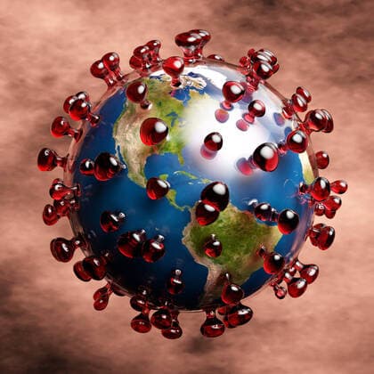 Artistic 3D illustration of the coronavirus