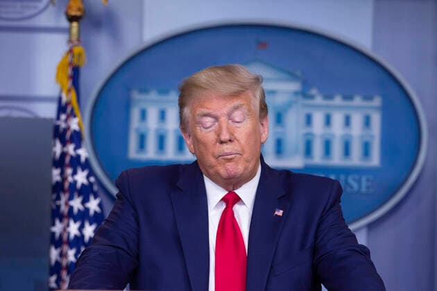 April 6, 2020, Washington, District of Columbia, USA: United States President Donald J. Trump, joined by members of the Coronavirus Task Force, delivers remarks on the COVID-19 pandemic in the James S. Brady Press Briefing Room of the White House in Washington D.C., U.S. on Monday, April 6, 2020. The United States has now reached 10,000 deaths caused by the novel Coronavirus, as officials debate the effectiveness of hydroxychloroquine, a drug used to treat malaria, to also treat the Coronavirus Washington USA - ZUMAs152 20200406_zaa_s152_025 Copyright: xStefanixReynoldsx