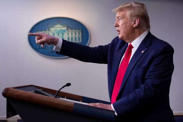 April 6, 2020, Washington, District of Columbia, USA: United States President Donald J. Trump, joined by members of the Coronavirus Task Force, delivers remarks on the COVID-19 pandemic in the James S. Brady Press Briefing Room of the White House in Washington D.C., U.S. on Monday, April 6, 2020. The United States has now reached 10,000 deaths caused by the novel Coronavirus, as officials debate the effectiveness of hydroxychloroquine, a drug used to treat malaria, to also treat the Coronavirus Washington USA - ZUMAs152 20200406_zaa_s152_036 Copyright: xStefanixReynoldsx