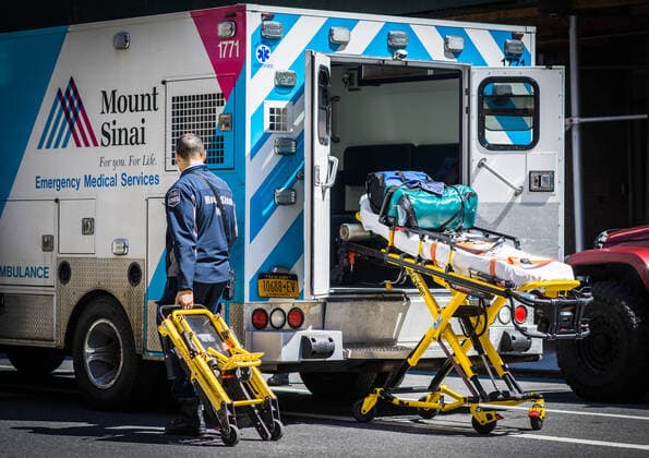 NYC: Essential workers amid COVID-19 Amid the Covid-19 pandemic essential workers like firemen, healthcare workers, EMS, bus drivers, food deliveryman, crossing guard, mailman all on the job. New York City New York United States Copyright: StevexSanchez