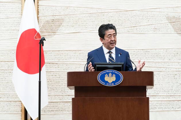 April 7, 2020, Tokyo, Japan: TOKYO, JAPAN - APRIL 07: Japan s Prime Minister Shinzo Abe speaks during a press conference at the prime minister s official residence on April 07, 2020 in Tokyo, Japan. Tokyo Japan - ZUMAz114 20200407_zih_z114_005 Copyright: xPOOLx