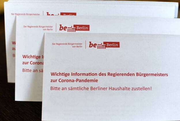 Der Berliner Regierende Bürgermeister Michael Müller hat 2,2 Millionen Briefe mit einer persönlichen Botschaft an Berliner Haushalte schicken lassen, um über Massnahmen bezüglich der Corona-Virus-Krise zu informieren. Corona-Brief des Berliner Bürgermeisters