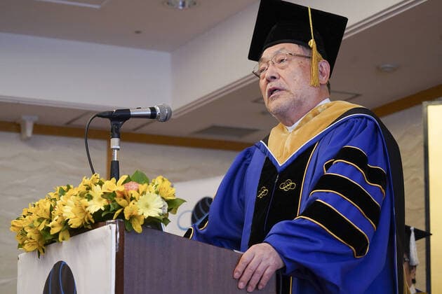 April 7, 2020, Tokyo, Japan: A Japanese University has held the world s first online graduation ceremony using robots due to the coronavirus pandemic...Students at Business Breakthrough University in Tokyo didn t get a traditional ceremony, but had the next best thing using newme telepresensence robots and a tablet hosting a Zoom call...Graduates had the experience of walking across the stage and accepting their diplomas at the Hotel Grand Palace in Tokyo, virtually on March 28, all while self-isolating at home...The robots were dressed in a cap and gown and fitted with tablets on their heads, allowing students to show their face using Zoom...When the moderator called the name, a newme wearing a graduation gown and hat from BBT University appeared on the tablet with the face of the graduate who operated it, and the diploma was hande - ZUMAc218 20200407_zia_c218_019 Copyright: xCOVERxImagesx