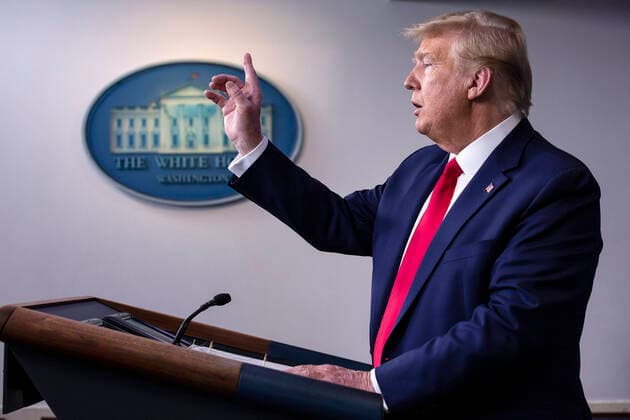 United States President Donald J. Trump, joined by members of the Coronavirus Task Force, delivers remarks on the COVID-19 pandemic in the James S. Brady Press Briefing Room of the White House in Washington D.C., U.S. on Monday, April 6, 2020. The United States has now reached 10,000 deaths caused by the novel Coronavirus, as officials debate the effectiveness of hydroxychloroquine, a drug used to treat malaria, to also treat the Coronavirus. Copyright: xStefanixReynoldsx xCNPx MediaPunchx
