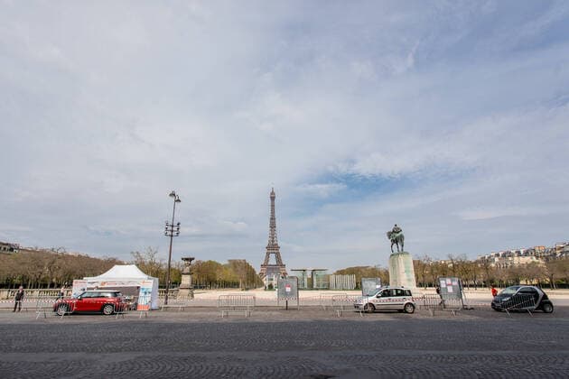 (200407) -- PARIS, April 7, 2020 (Xinhua) -- A COVID-19 drive-through testing station is seen near Champs de Mars in Paris, France, April 7, 2020. (Photo by Aurelien Morissard Xinhua) FRANCE-PARIS-COVID-19-DRIVE THROUGH TEST 