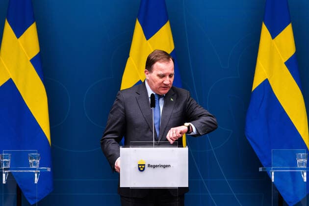 200407 Stefan Löfven, Prime Minister, at a press conference with the government of Sweden regarding the coronavirus, Covid-19, on April 7, 2020 in Stockholm. Photo: Maxim ThorÃ BILDBYRAN kod MT bbeng presskonferens regeringen politik corona virus coronaviruset covid-19 press conference public events coronavirus stadsminister Copyright: MAXIMxTHORE 47121935st