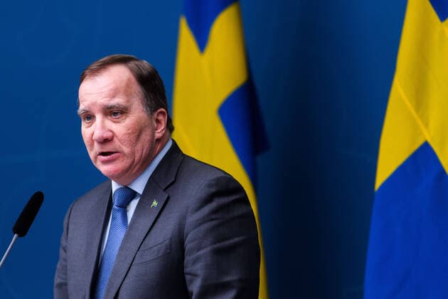 200407 Stefan Löfven, Prime Minister, at a press conference with the government of Sweden regarding the coronavirus, Covid-19, on April 7, 2020 in Stockholm. Photo: Maxim ThorÃ BILDBYRAN kod MT bbeng presskonferens regeringen politik corona virus coronaviruset covid-19 press conference public events coronavirus Copyright: MAXIMxTHORE 47122039st