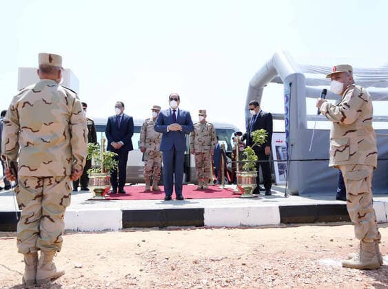 April 7, 2020, Cairo, Cairo, Egypt: Egyptian President Abdel Fattah el-Sisi, inspects the readiness of the armed forces personnel, equipment and crews to help the civil sector in the country to combat the spread of the coronavirus disease (COVID-19) in Cairo, Egypt on April 7, 2020 Cairo Egypt - ZUMAap3_ 20200407_zaf_ap3_055 Copyright: xEgyptianxPresidentxOfficex