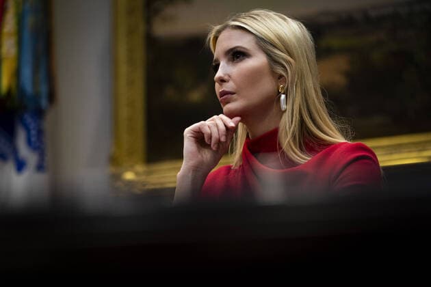 Ivanka Trump, the daughter of President Donald Trump, listens as President Trump makes remarks as he participates in a Small Business Relief Update at the White House on Tuesday, April 7, 2020 in Washington, D.C. President Donald Trump announced in March that companies affected by the coronavirus will be given $50 billion more in low-interest loans federally guaranteed by the Small Business Administration.  WAX20200407310 DOUGxMILLS