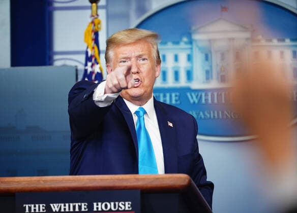 President Donald J. Trump, joined by members of the Coronavirus Task Force, delivers remarks on the COVID-19 pandemic in the James S. Brady Press Briefing Room of the White House in Washington, D.C. on Tuesday, April 6, 2020.  WAX20200407929 JIMxLOxSCALZO