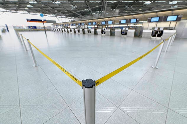 DEU , DEUTSCHLAND : Aufgrund der Corona-Krise Corona-Pandemie ist der Konrad-Adenauer-Flughafen Koeln Bonn menschenleer Corona , 07.04.2020 DEU , GERMANY : Due to the Corona crisis Pandemic the airport Cologne is deserted , 07.04.2020