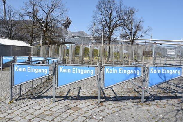 Kein Eingang zum Olympiastadion im Olympiapark Muenchen 08.04.20 Muenchen