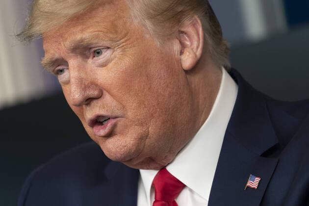 United States President Donald Trump participates in a news briefing with members of the Coronavirus Task Force at the White House on Wednesday, April 8, 2020 in Washington DC.  WAX20200408967 CHRISxKLEPONIS