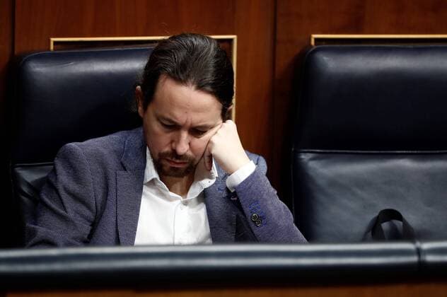 Spanish Second Deputy Prime Minister, Pablo Iglesias, attends the plenary session at Lower Chamber of Spanish Parliament, in Madrid, Spain, 09 April 2020. The session is to be focused in passing a new extension of the state of alarm due to coronavirus outbreak. Plenary session amid coronavirus outbreak !ACHTUNG: NUR REDAKTIONELLE NUTZUNG!  Copyright: xMariscalx GRAF7812 20200409-637220217128883153