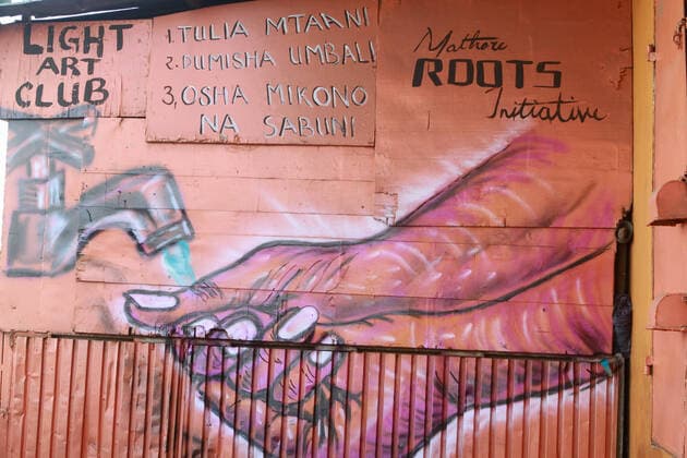 April 8, 2020, Nairobi, Kenya: A mural that sensitises the Mathare slum residents on how to prevent themselves from contracting the Covid-19..These items have been on demand after the Government directive on wearing face masks while in public places. On Monday, April 6, Kenyan President Uhuru Kenyatta announced a 21-day cessation of movement in and out of Nairobi and the counties of Kilifi, Kwale, and Mombasa due to the spread of COVID-19 in these regions. This followed a night curfew (7pm to 5am) that had been imposed just days before. Nairobi Kenya - ZUMAs197 20200408_zaa_s197_184 Copyright: xBonifacexMuthonix