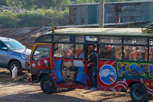 April 8, 2020, Nairobi, Kenya: A Matatu conductor wears a face mask as a precaution against the spread of coronavirus.These items have been on demand after the Government directive on wearing face masks while in public places. On Monday, April 6, Kenyan President Uhuru Kenyatta announced a 21-day cessation of movement in and out of Nairobi and the counties of Kilifi, Kwale, and Mombasa due to the spread of COVID-19 in these regions. This followed a night curfew (7pm to 5am) that had been imposed just days before. Nairobi Kenya - ZUMAs197 20200408_zaa_s197_188 Copyright: xBonifacexMuthonix