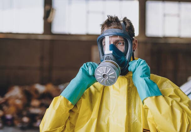 10.04.2020, Hopfgarten im Brixental, AUT, Coronaviruskrise, Oesterreich, im Bild Mitarbeiter in Schutzausruestung des Unternehmens DAKA waehrend der Coronavirus Pandemie vor Employee in Safety gear of the company DAKA during the coronavirus pandemic, Hopfgarten im Brixental, Austria on 2020 04 10.