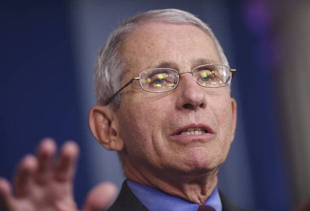 Dr. Anthony Fauci, director of the National Institute of Allergy and Infectious Diseases, speaks at a Coronavirus briefing at the White House on Friday, April 10, 2020, in Washington, DC. With the U.S. death toll from the coronavirus pandemic expected to peak over the weekend, most of the country will be firmly under stay-at-home orders on Easter Sunday.  WAS202041050524 KEVINxDIETSCH