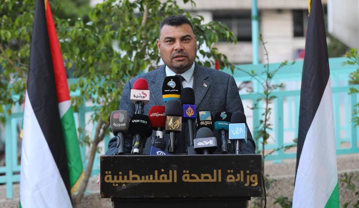 April 11, 2020, Gaza City, Gaza Strip, Palestinian Territory: Ashraf al-Qadra, Spokesperson of the Palestinian Ministry of Health in the Gaza Strip, speaks during a press conference, in Gaza city, on April 11, 2020 Gaza City Palestinian Territory - ZUMAap3_ 20200411_zaf_ap3_088 Copyright: xMahmoudxNaserx