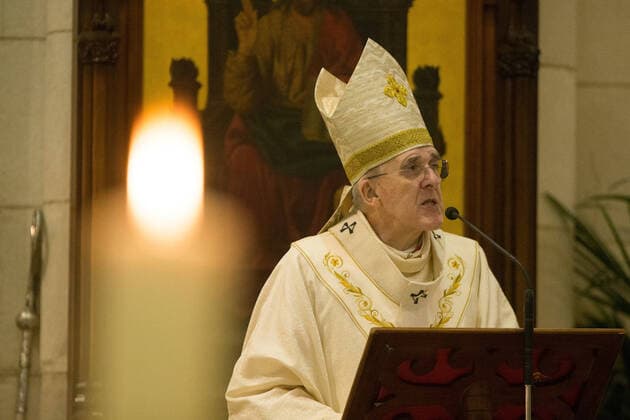 April 11, 2020, Madrid, MADRID, SPAIN: Easter Vigil in the Almudena Cathedral (Madrid) during thetennth day after the Government declared the state of alarm in Spain and recommended people to stay at home to fight coronavirus COVID-19 on April 11, 2020 in Madrid, Spain Madrid SPAIN - ZUMAa181 20200411_zaa_a181_005 Copyright: xJoaquinxCorcherox