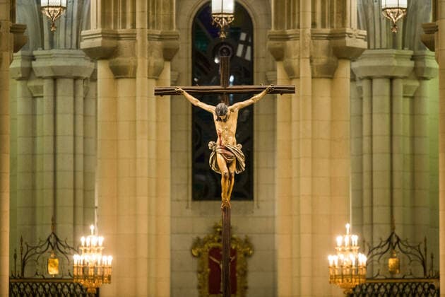 April 11, 2020, Madrid, MADRID, SPAIN: Easter Vigil in the Almudena Cathedral (Madrid) during thetennth day after the Government declared the state of alarm in Spain and recommended people to stay at home to fight coronavirus COVID-19 on April 11, 2020 in Madrid, Spain Madrid SPAIN - ZUMAa181 20200411_zaa_a181_009 Copyright: xJoaquinxCorcherox