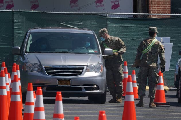 April 11, 2020, New York, NY, USA: A drive-thru COVID testing facility is operational in the Flatbush section of the Borough of Brooklyn on April, 11, 2020 in New York. New York USA - ZUMAb148 20200411_zap_b148_035 Copyright: xBryanxSmithx