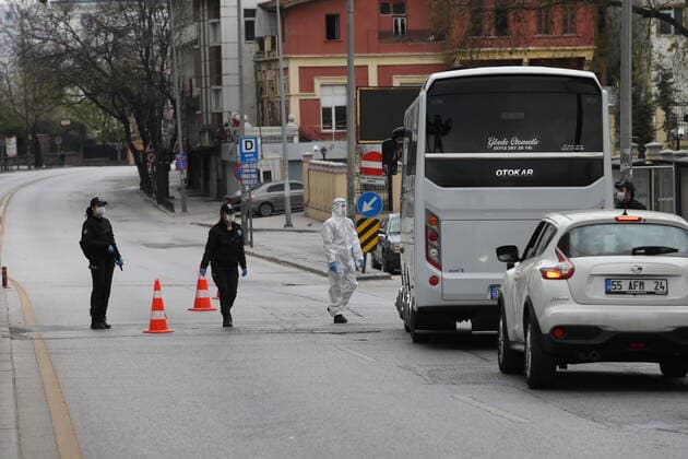 Turkey™s capital Ankara™s normally crowded but now mostly deserted streets after the two-day curfew declared by the government to slow coronavirus spread, in Ankara, Saturday, April 11, 2020. 16718067