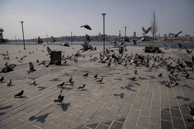 Istanbul™s normally crowded but now mostly deserted Kadikoy district streets after the two-day curfew declared by the government to slow coronavirus spread, in Istanbul, Saturday, April 11, 2020. Copyright: MuratxBaykara 16718143