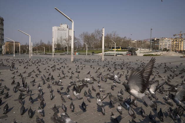 Istanbul™s normally crowded but now mostly deserted Kadikoy district streets after the two-day curfew declared by the government to slow coronavirus spread, in Istanbul, Saturday, April 11, 2020. Copyright: MuratxBaykara 16718152