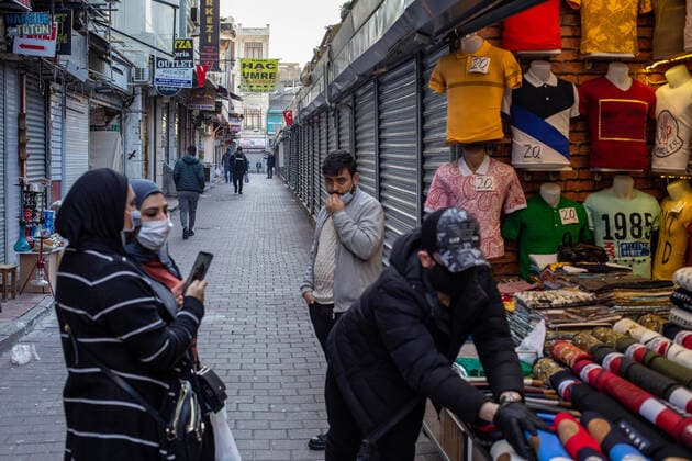 April 10, 2020: Empty view of Mahmutpasha Bazaar which is a shopping street inÃ‚ Istanbul,Ã‚ Turkey. Due to the measures taken to prevent the new type of coronavirus pandemic, the bazaar famous with its crowd have become silent with the practices in Istanbul. Mahmutpasha bazaar is located in the area betweenÃ‚ Grand BazaarÃ‚ andÃ‚ EminonuÃ‚ in the Mahmutpasa neighbourhood of Fatih district. This market area, with copious small shops on both sides of the main street, is a symbol of cheap shopping in Istanbul. The bazaar hosts 256 shops. - ZUMAi72_ 20200410_znp_i72_032 Copyright: xTolgaxIldunx