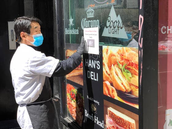 April 11, 2020, New York, New York, USA: Life in New York during the COVID-19 pandemic. Masks. Deserted streets. Closed businesses. Social Distance. Isolation. Quarantine..April 11, 2020 New York USA - ZUMAm57_ 20200411_zaf_m57_030 Copyright: xJohnxMarshallxMantelx