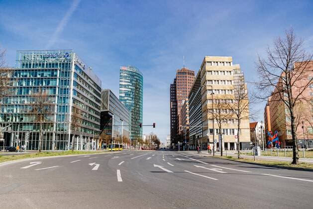(200412) -- BERLIN, April 12, 2020 (Xinhua) -- Photo taken on April 11, 2020 shows empty streets near the Potsdamer Platz in Berlin, capital of Germany. According to the Robert Koch Institute, almost 120,000 people in Germany have tested positive for the coronavirus, and more than 2,500 have died as of Friday midnight. (Photo by Binh Truong Xinhua) GERMANY-BERLIN-COVID-19 