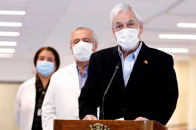 Santiago, April 12, 2020 The President of the Republic, Sebastian Pinera, accompanied by the Minister of Health, Jaime Manalich, launches the new Felix Bulnes Hospital Dragomir Yankovic Aton Chile, Santiago Chile Aton 411477  Copyright: DRAGOMIRxYANKOVIC ATONxCHILE