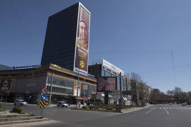 Roads are deserted around Sihhiye Square in Ankara, on April 12, 2020, during the 48-hour curfew imposed by the government to stem the spread of the novel coronavirus (COVID-19). Turkey has confirmed 1,198 deaths and 56,956 positive cases of the coronavirus infection in the country. ( Copyright: AbdurrahmanxAntakyalix-xDepoxPho 16718763