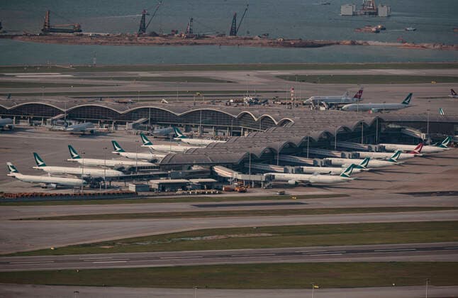 April 12, 2020, Hong Kong, China: Cathay Pacific aircraft parked at the Hong Kong International Airport. Airlines across the globe have cancelled flights, postponed or adjusted their services in response to the coronavirus outbreak. Hong Kong China  - ZUMA 20200412_mda_j323_044 Copyright: xMayxJamesx