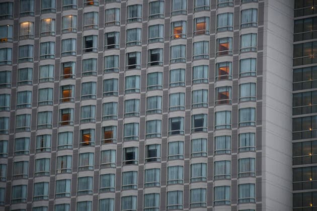 April 12, 2020, Jakarta, Indonesia: The Grand Hyatt Plaza Indonesia hotel forms a heart with open windows to say From Jakarta With Love , a form of concern for the condition of Jakarta s tourism due to the coronavirus pandemic. Jakarta Indonesia - ZUMA the 20200412_mda_r173_083 Copyright: xDasrilxRoszandix