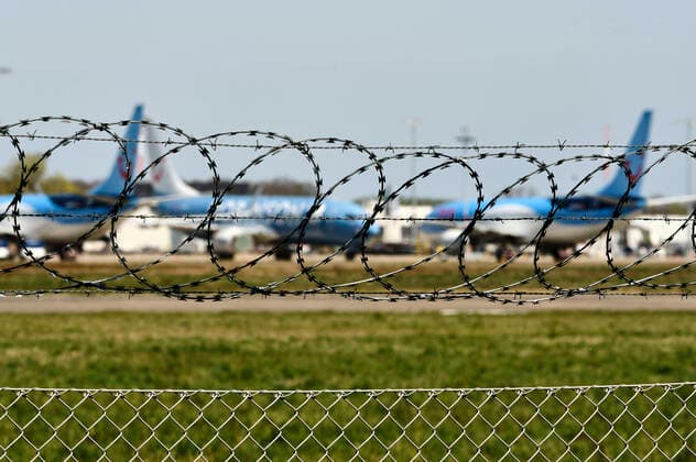 Der Flugverkehr am Hannover Airport ist wegen der Coronakrise nahezu zum Erliegen gekommen. Hannover-Langehagen, 12.04.2020