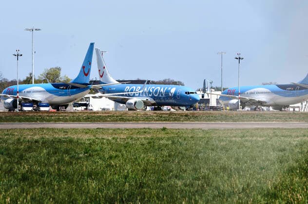 Der Flugverkehr am Hannover Airport ist wegen der Coronakrise nahezu zum Erliegen gekommen. Hannover-Langehagen, 12.04.2020