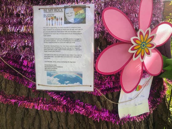 A tree is decorated by local residents in a village with positive messages and thank you to the NHS during Easter bank holiday Monday during the Covid-19 Pandemic as the UK Government advice to maintain social distancing and minimise time outside in High Wycombe on 13 April 2020. Copyright: xAndyxRowlandx PMI-3461-0010