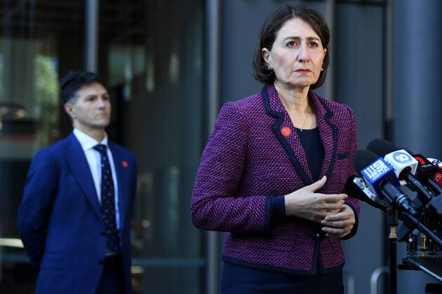 GLADYS BEREJIKLIAN CORONAVIRUS PRESSER, NSW Premier Gladys Berejiklian speaks to the media during a press conference in Sydney, Tuesday, April 14, 2020. ( NO ARCHIVING, EDITORIAL USE ONLY, NO USE IN BOOKS WITHOUT CONSENT SYDNEY NSW AUSTRALIA  Copyright: xJOELxCARRETTx 20200414001463383391