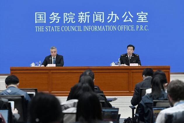 China s exports down 11% in Jan.-March China s General Administration of Customs holds a press conference in Beijing on April 14, 2020. China s exports in yuan terms in the first three months of the year dropped 11.4 percent from the same period in 2019, hit by the coronavirus pandemic. 