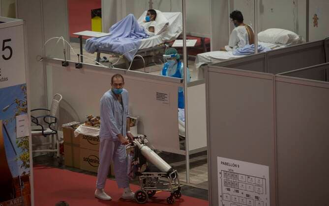 Coronavirus Outbreak COVID 19 Patients at the temporary field hospital for coronavirus patients installed at the IFEMA Fairgrounds of Madrid to unload the saturation on hospitals because to the COVID 19 pandemic Photo by Jose Cuesta 261 Cordon Press  JosexCuesta