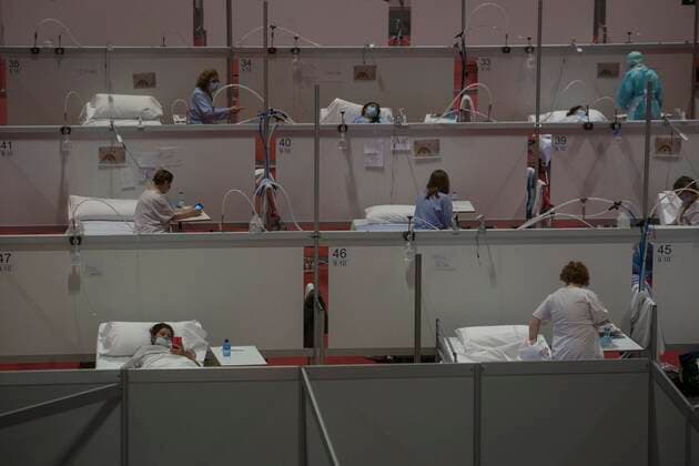 Coronavirus Outbreak COVID 19 Patients at the temporary field hospital for coronavirus patients installed at the IFEMA Fairgrounds of Madrid to unload the saturation on hospitals because to the COVID 19 pandemic Photo by Jose Cuesta 261 Cordon Press  JosexCuesta