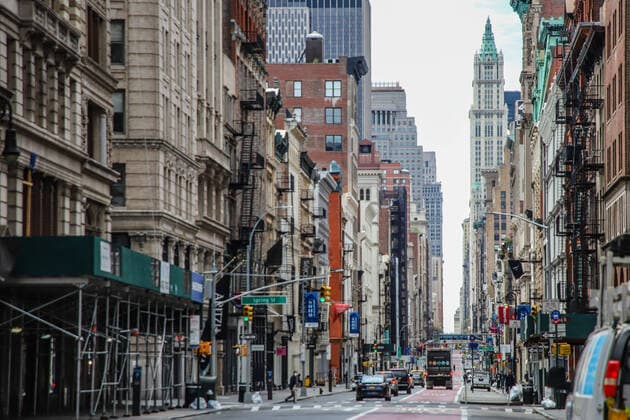 April 14, 2020, New York, NEW YORK, EUA: Empty streets and shops closed in New York s Soho neighborhood during the Coronavirus COVID-19 pandemic in the United States. New York EUA - ZUMAc233 47189167st Copyright: xVanessaxCarvalhox
