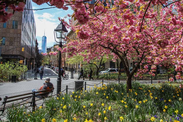 April 14, 2020, New York, NEW YORK, EUA: Movement in Washington Square Park in the spring of New York during the Coronavirus COVID-19 pandemic in the United States. New York EUA - ZUMAc233 47189226st Copyright: xVanessaxCarvalhox