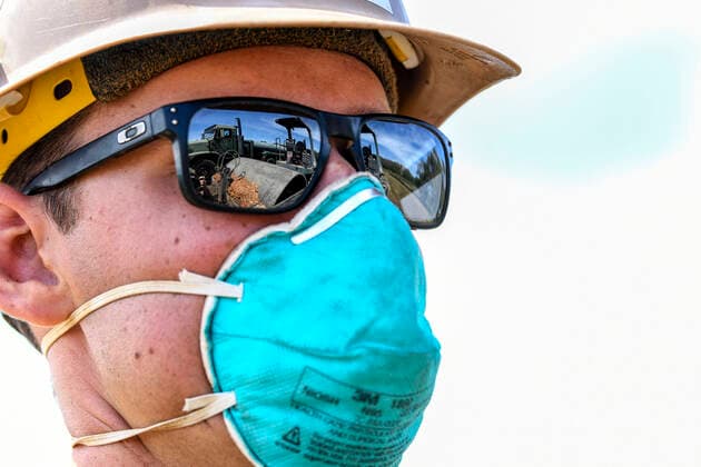 April 13, 2020 - Guam - DEDEDO, Guam (April 14, 2020) Equipment Operator 3rd Class Nathen Robinson, assigned to Naval Mobile Construction Battalion (NMCB) 5, prepares to compacts create a level foundation at the site of the Expeditionary Medical Facility (EMF) being built onboard Naval Base Guam April 14, 2020. The EMF will provide expanded medical capabilities in support of COVID-19 response for the aircraft carrier USS Theodore Roosevelt (CVN 71) and preparations for Defense Support of Civil Authorities (DSCA) in Guam. Guam - ZUMAz03_ 20200413_sha_z03_592 Copyright: xU.S.xNavyx